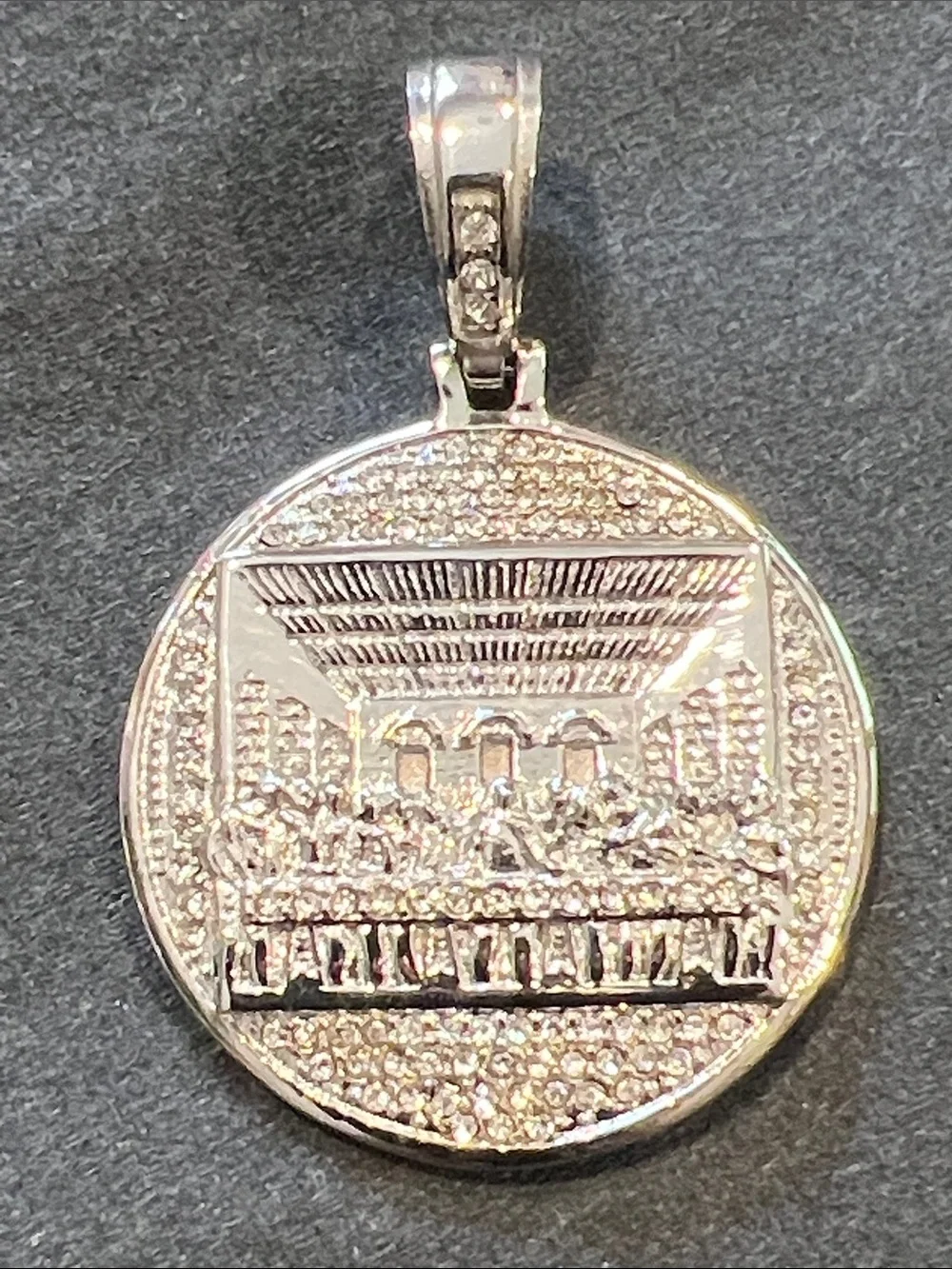 New Stainless steel Round Pendant of “Last Supper”  with Pave Detailing.